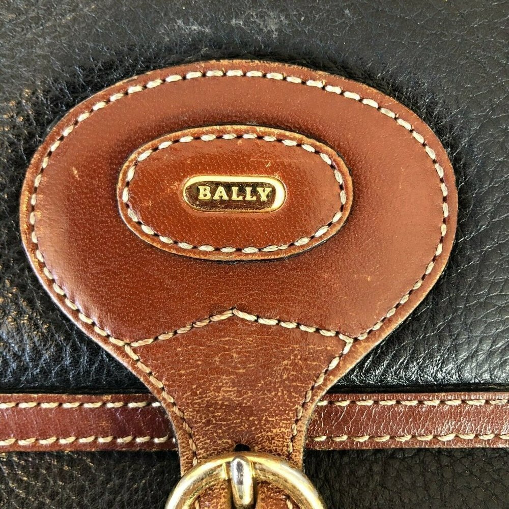 Bally Vintage Black and Brown Leather Crossbody Flap Front Bag - Picture 6 of 11